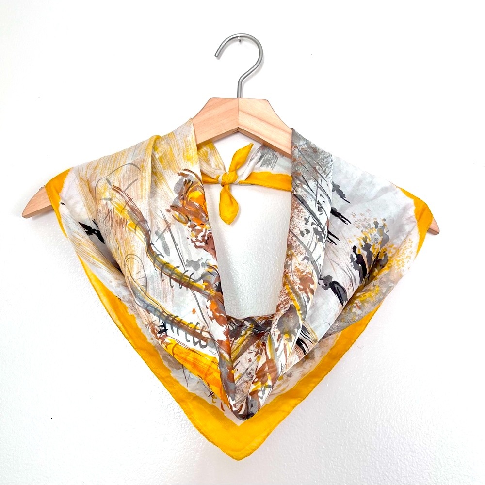 Vintage Yellow Cityscape Scarf